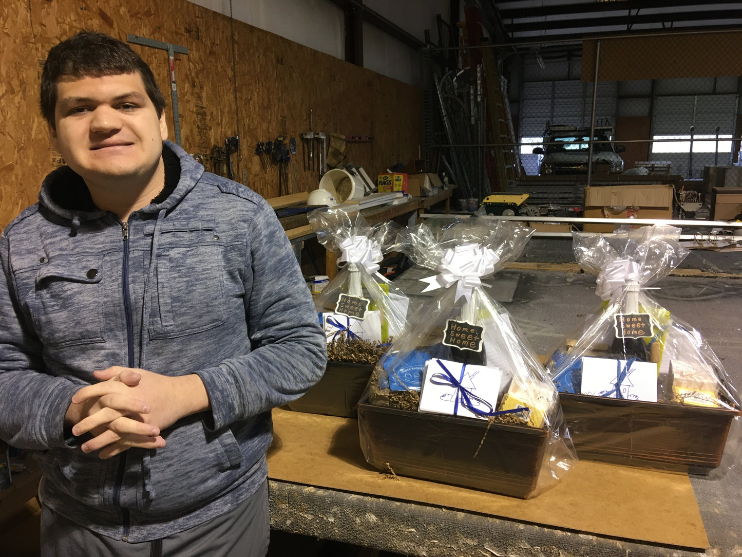 Basketeer Luke showing off our baskets