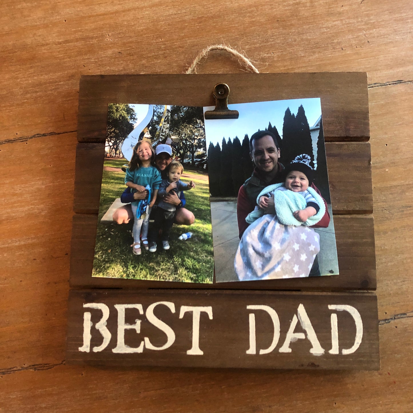 Photo pallet with two dad pictures